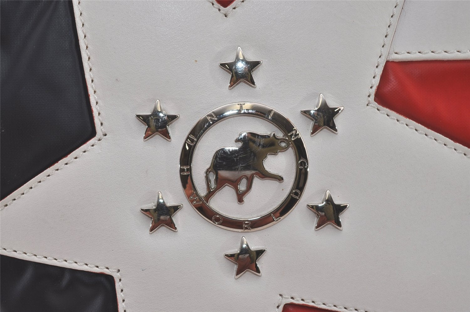 Authentic HUNTING WORLD Stars And Stripes Tote Bag PVC Leather Navy 8513I