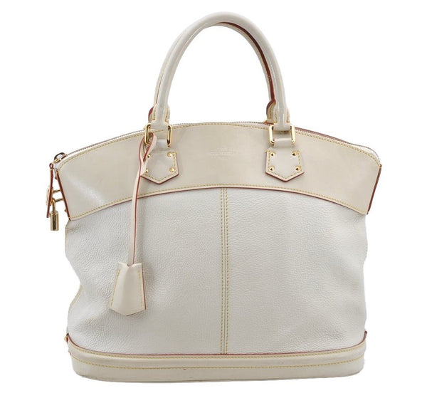 Authentic Louis Vuitton Suhali Lockit MM Hand Bag White M91874 LV 8514I