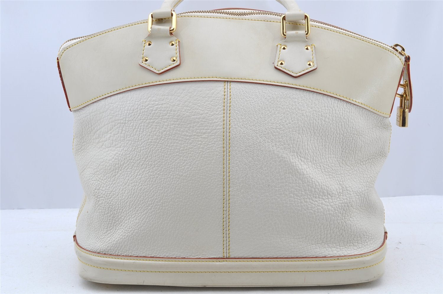 Authentic Louis Vuitton Suhali Lockit MM Hand Bag White M91874 LV 8514I