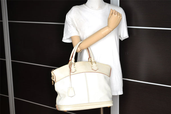 Authentic Louis Vuitton Suhali Lockit MM Hand Bag White M91874 LV 8514I