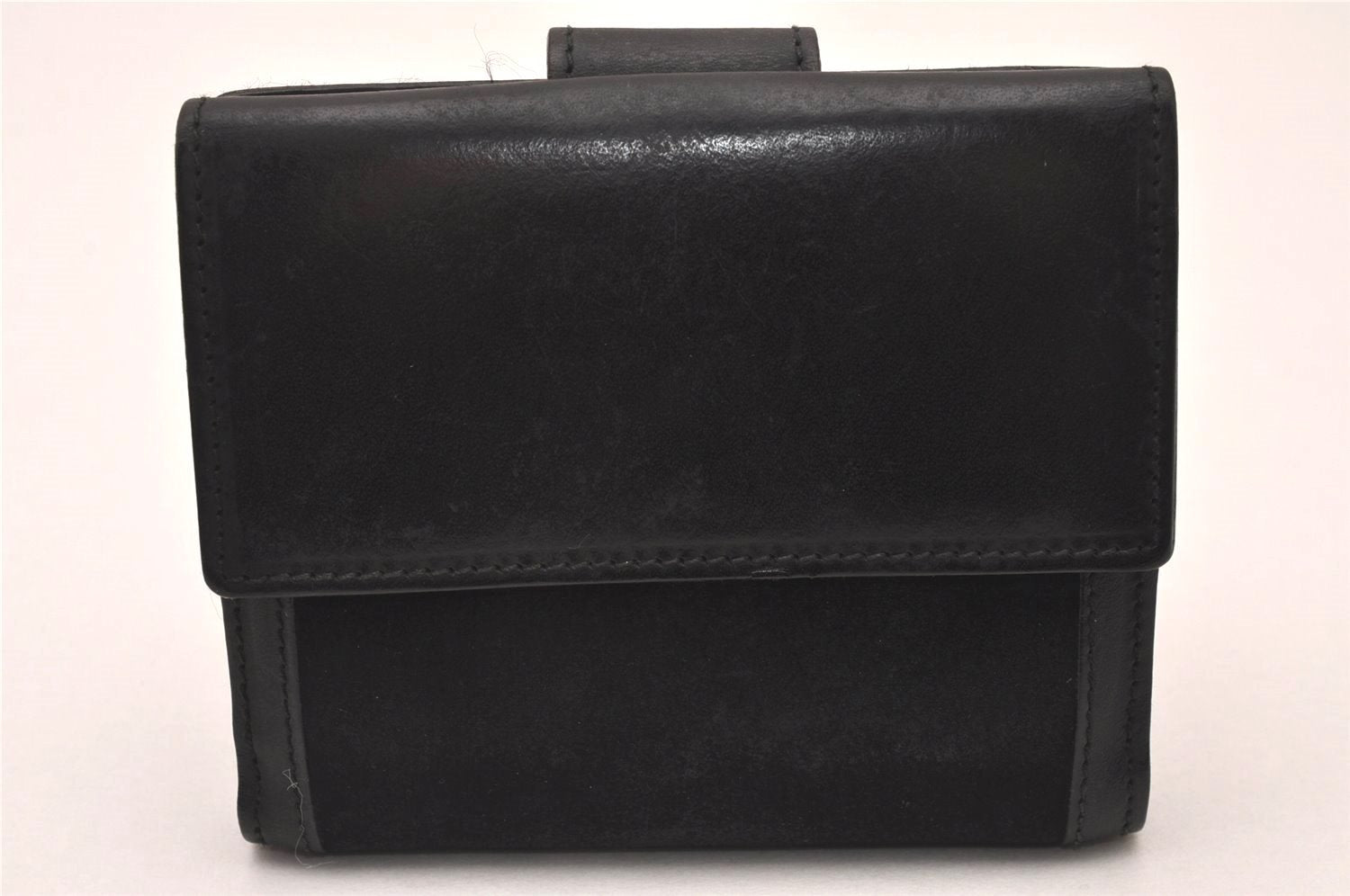 Authentic GUCCI Vintage Bifold Wallet Purse Suede Leather Black 8516I