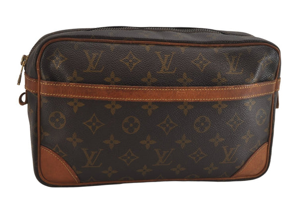 Authentic Louis Vuitton Monogram Compiegne 28 Clutch Hand Bag M51845 LV 8516M