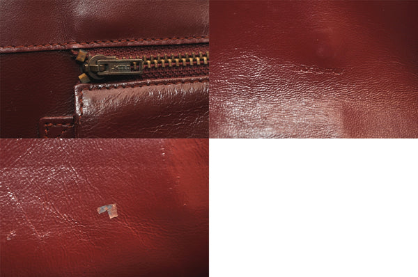 Authentic Cartier Must de Cartier Clutch Hand Bag Leather Bordeaux Red 8517M
