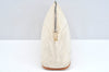 Authentic HERMES Bolide 25 Pouch Cosmetic Canvas Cotton Leather White 8518G