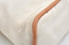 Authentic HERMES Bolide 25 Pouch Cosmetic Canvas Cotton Leather White 8518G