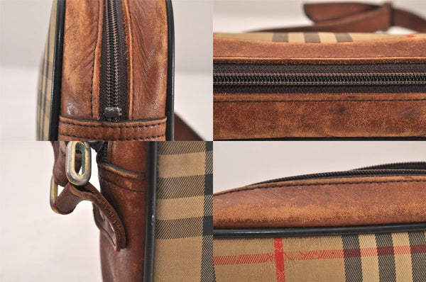 Authentic Burberrys Nova Check Shoulder Cross Bag Canvas Leather Beige 8518M