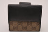Authentic GUCCI Heart Bifold Wallet Purse GG Canvas Leather 203548 Brown 8519I