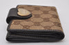 Authentic GUCCI Heart Bifold Wallet Purse GG Canvas Leather 203548 Brown 8519I