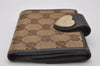 Authentic GUCCI Heart Bifold Wallet Purse GG Canvas Leather 203548 Brown 8519I