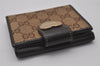Authentic GUCCI Heart Bifold Wallet Purse GG Canvas Leather 203548 Brown 8519I