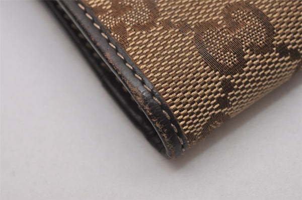 Authentic GUCCI Heart Bifold Wallet Purse GG Canvas Leather 203548 Brown 8519I