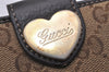 Authentic GUCCI Heart Bifold Wallet Purse GG Canvas Leather 203548 Brown 8519I