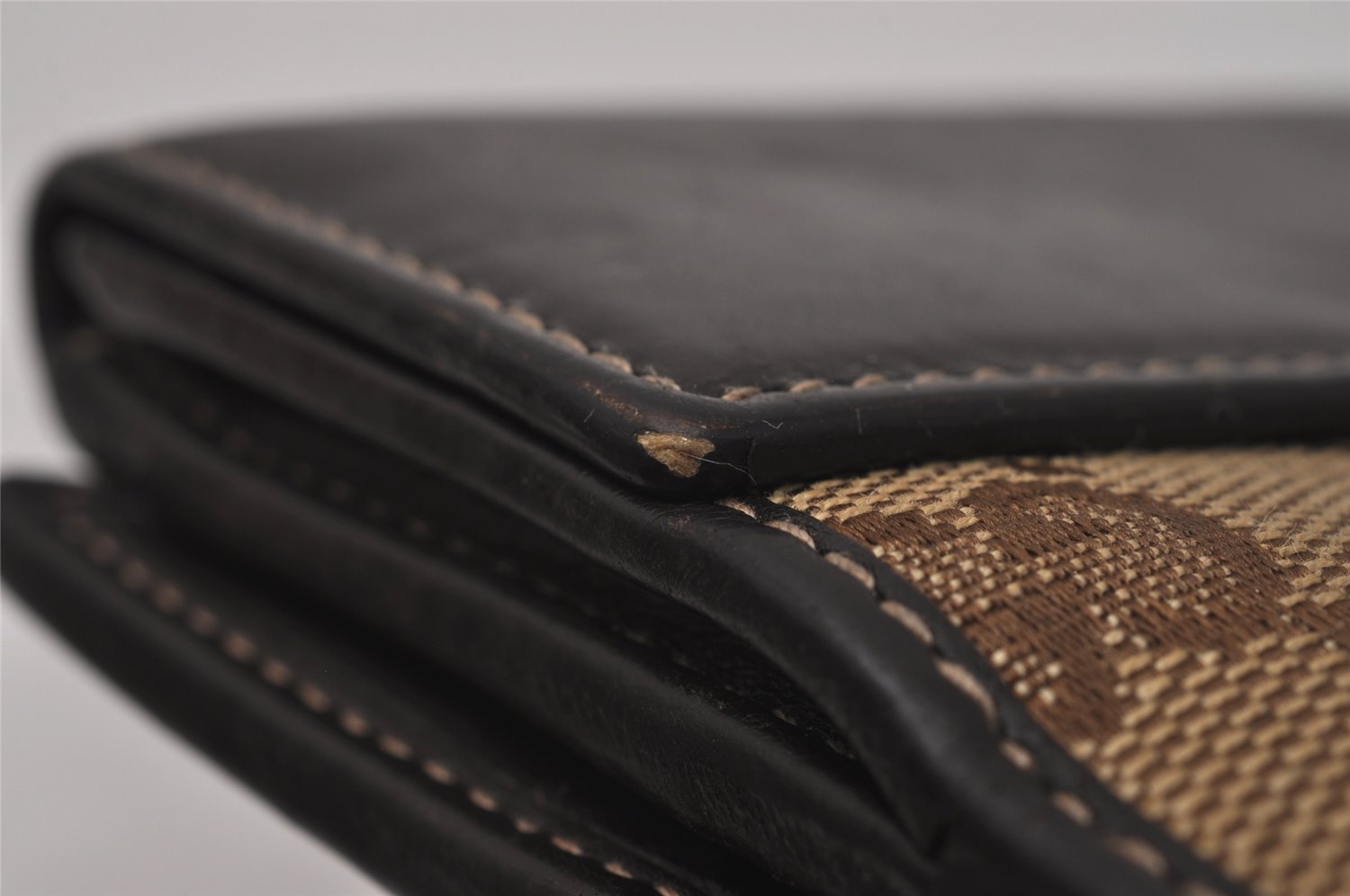 Authentic GUCCI Heart Bifold Wallet Purse GG Canvas Leather 203548 Brown 8519I