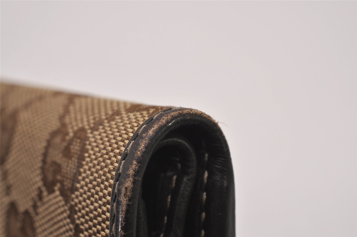 Authentic GUCCI Heart Bifold Wallet Purse GG Canvas Leather 203548 Brown 8519I