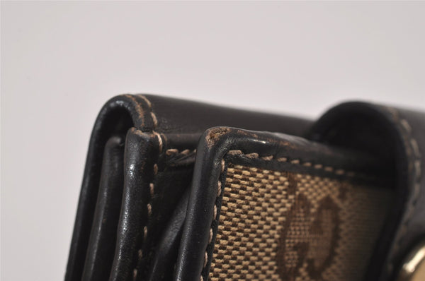 Authentic GUCCI Heart Bifold Wallet Purse GG Canvas Leather 203548 Brown 8519I