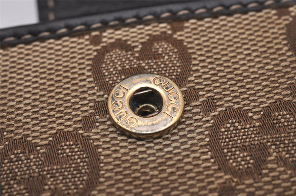 Authentic GUCCI Heart Bifold Wallet Purse GG Canvas Leather 203548 Brown 8519I