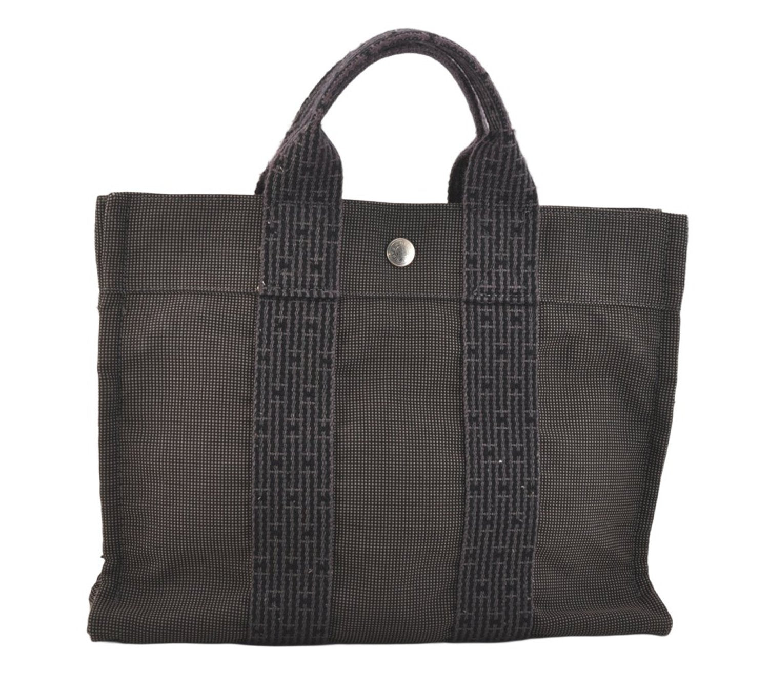 Authentic HERMES Vintage Her Line PM Hand Tote Bag Nylon Gray 8519M