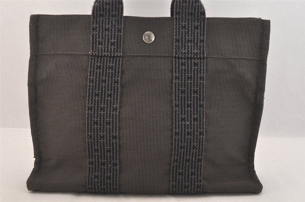 Authentic HERMES Vintage Her Line PM Hand Tote Bag Nylon Gray 8519M