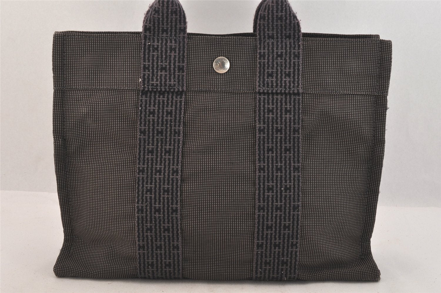 Authentic HERMES Vintage Her Line PM Hand Tote Bag Nylon Gray 8519M
