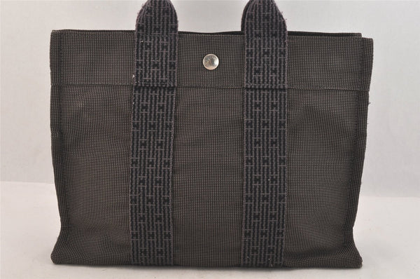 Authentic HERMES Vintage Her Line PM Hand Tote Bag Nylon Gray 8519M