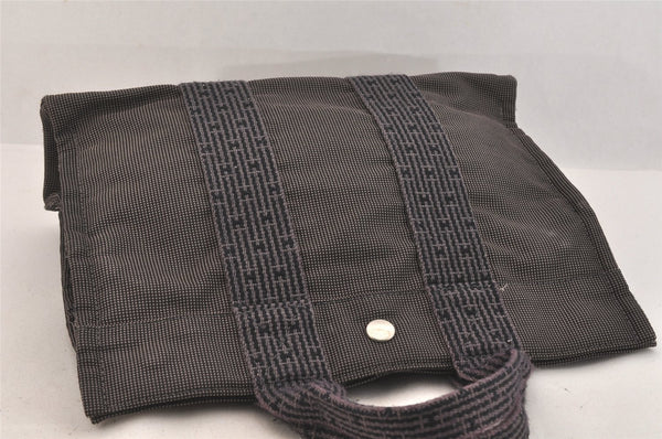 Authentic HERMES Vintage Her Line PM Hand Tote Bag Nylon Gray 8519M
