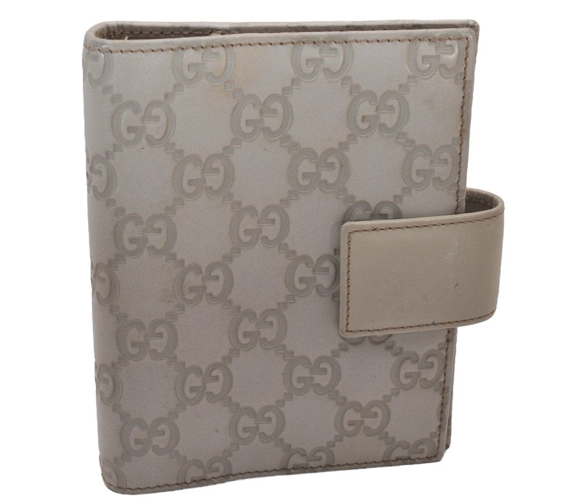 Authentic GUCCI Guccissima Vintage Notebook Cover GG Leather 115240 White 8520I