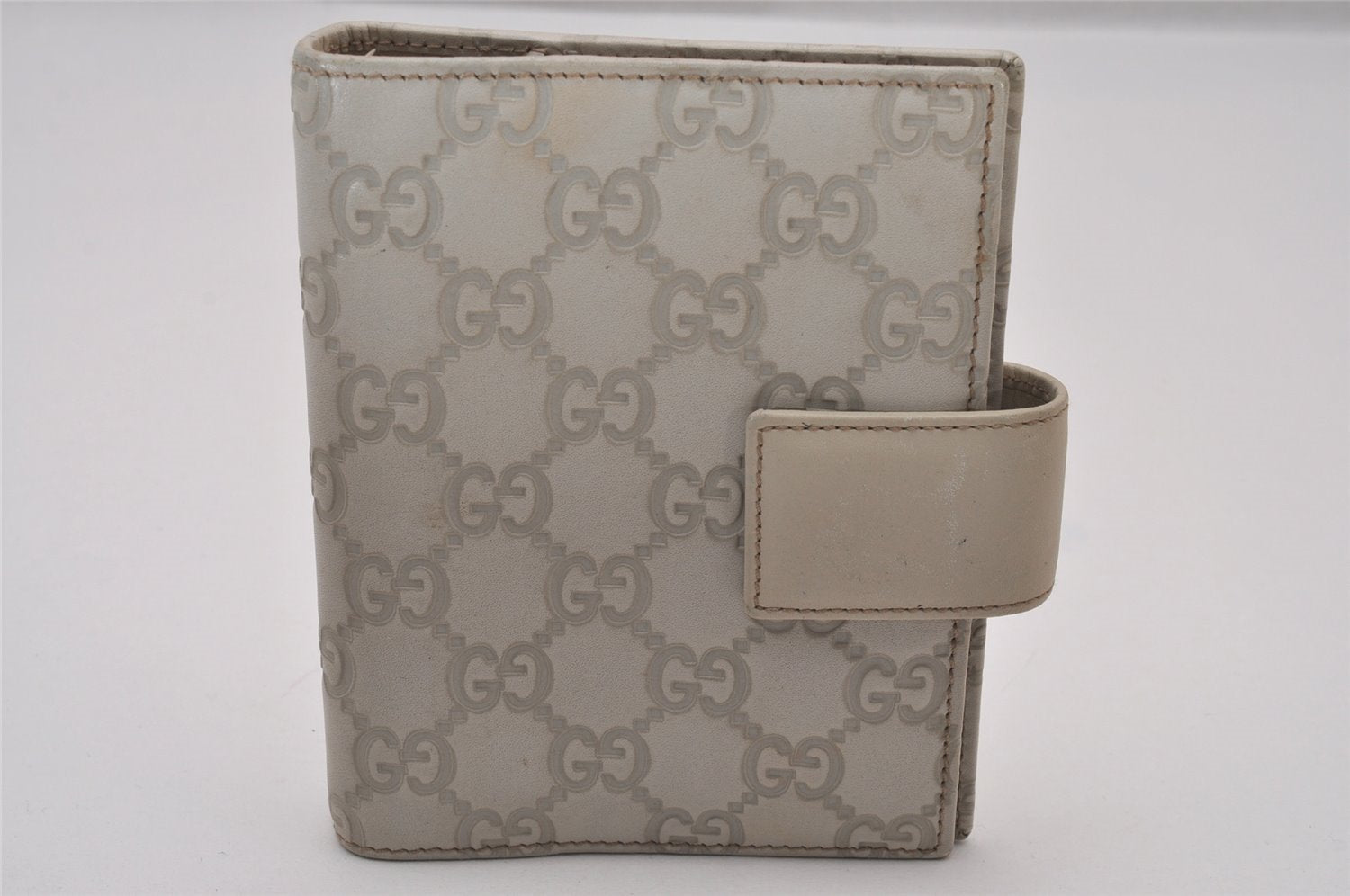 Authentic GUCCI Guccissima Vintage Notebook Cover GG Leather 115240 White 8520I