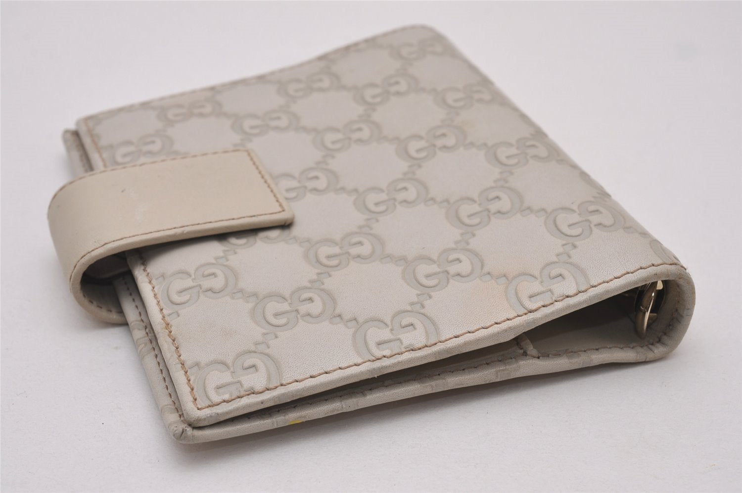 Authentic GUCCI Guccissima Vintage Notebook Cover GG Leather 115240 White 8520I