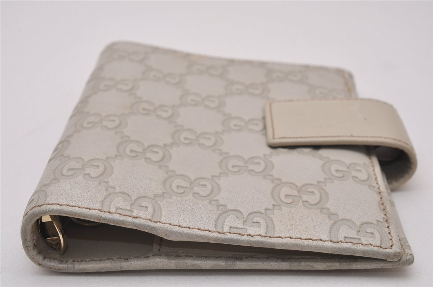 Authentic GUCCI Guccissima Vintage Notebook Cover GG Leather 115240 White 8520I