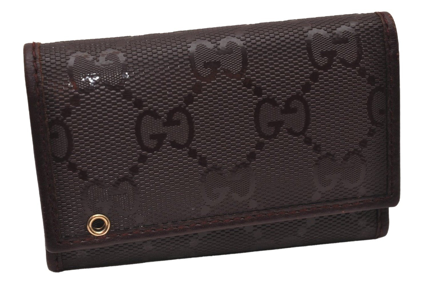 Authentic GUCCI GG Imprime 6 Hooks Key Case GG PVC Leather 212111 Brown 8521I