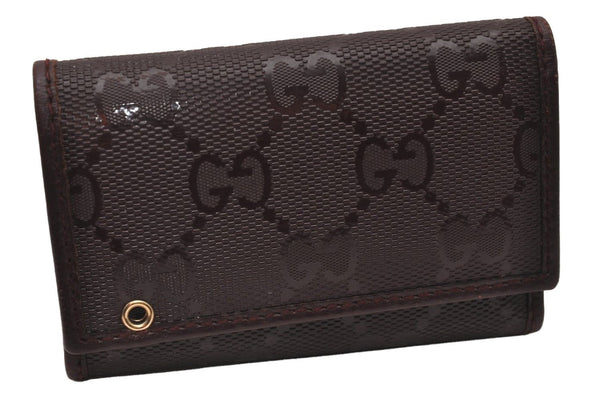 Authentic GUCCI GG Imprime 6 Hooks Key Case GG PVC Leather 212111 Brown 8521I