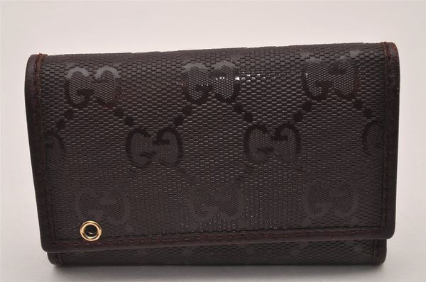 Authentic GUCCI GG Imprime 6 Hooks Key Case GG PVC Leather 212111 Brown 8521I