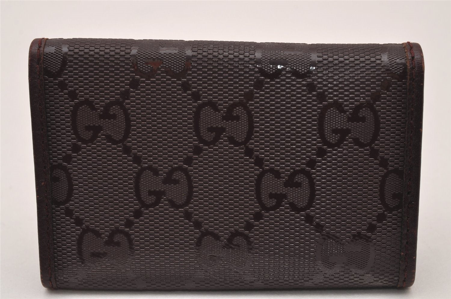 Authentic GUCCI GG Imprime 6 Hooks Key Case GG PVC Leather 212111 Brown 8521I