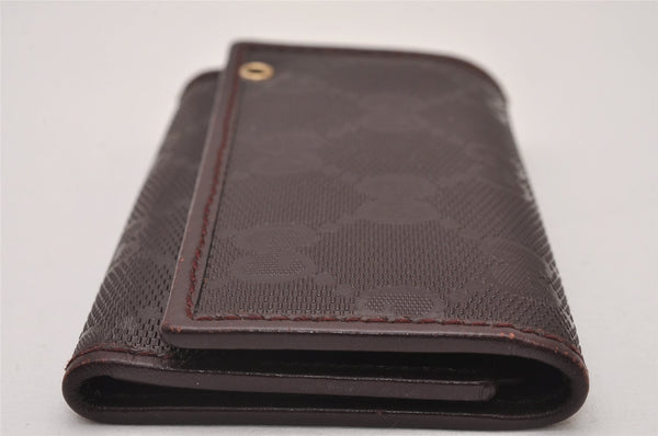 Authentic GUCCI GG Imprime 6 Hooks Key Case GG PVC Leather 212111 Brown 8521I