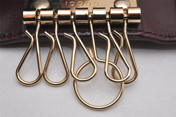 Authentic GUCCI GG Imprime 6 Hooks Key Case GG PVC Leather 212111 Brown 8521I