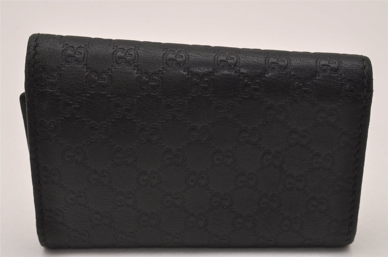 Authentic GUCCI Micro Guccissima GG Leather 6 Hooks Key Case 278633 Black 8522I