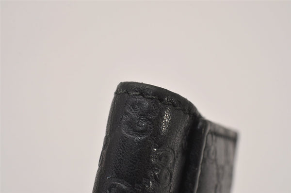 Authentic GUCCI Micro Guccissima GG Leather 6 Hooks Key Case 278633 Black 8522I