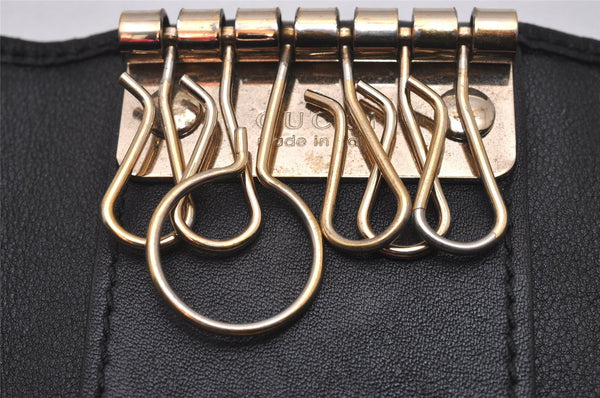 Authentic GUCCI Micro Guccissima GG Leather 6 Hooks Key Case 278633 Black 8522I