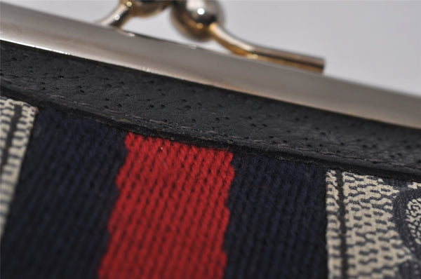 Authentic GUCCI Sherry Line Coin Purse Case GG PVC Leather Navy Blue 8523I