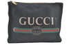 Authentic GUCCI Portfolio Clutch Hand Bag Purse Leather 500981 Black 8524H