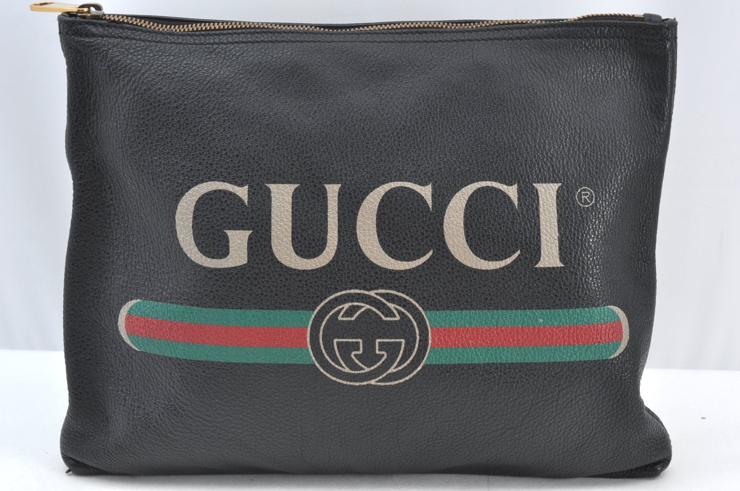 Authentic GUCCI Portfolio Clutch Hand Bag Purse Leather 500981 Black 8524H