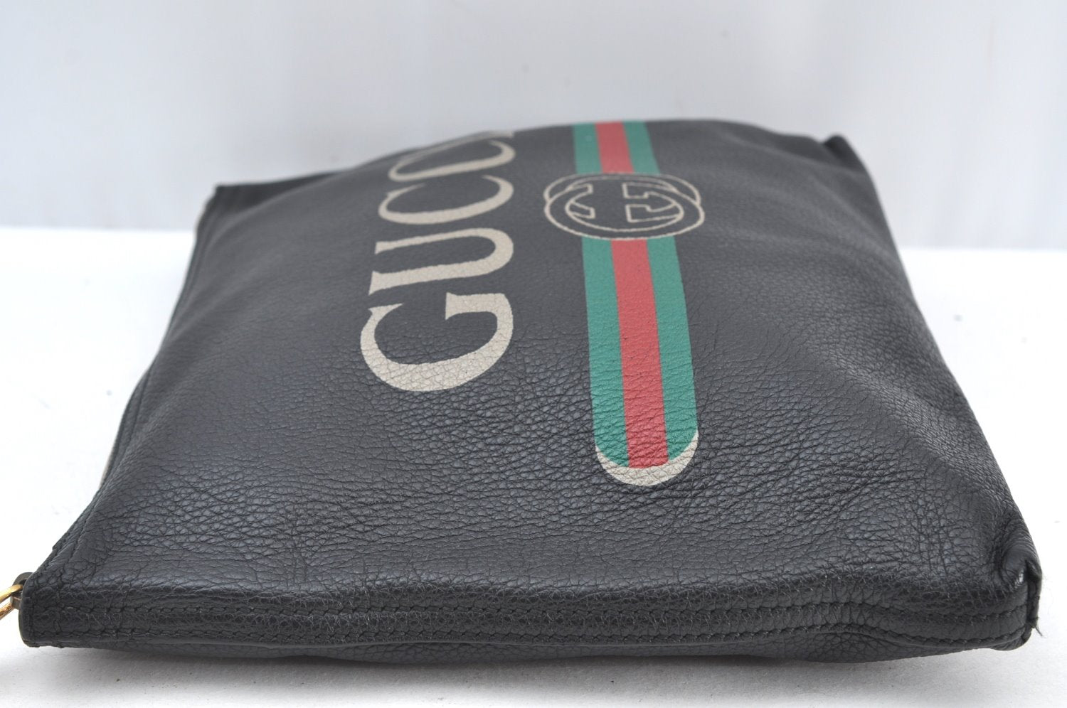 Authentic GUCCI Portfolio Clutch Hand Bag Purse Leather 500981 Black 8524H
