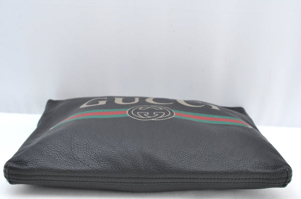 Authentic GUCCI Portfolio Clutch Hand Bag Purse Leather 500981 Black 8524H
