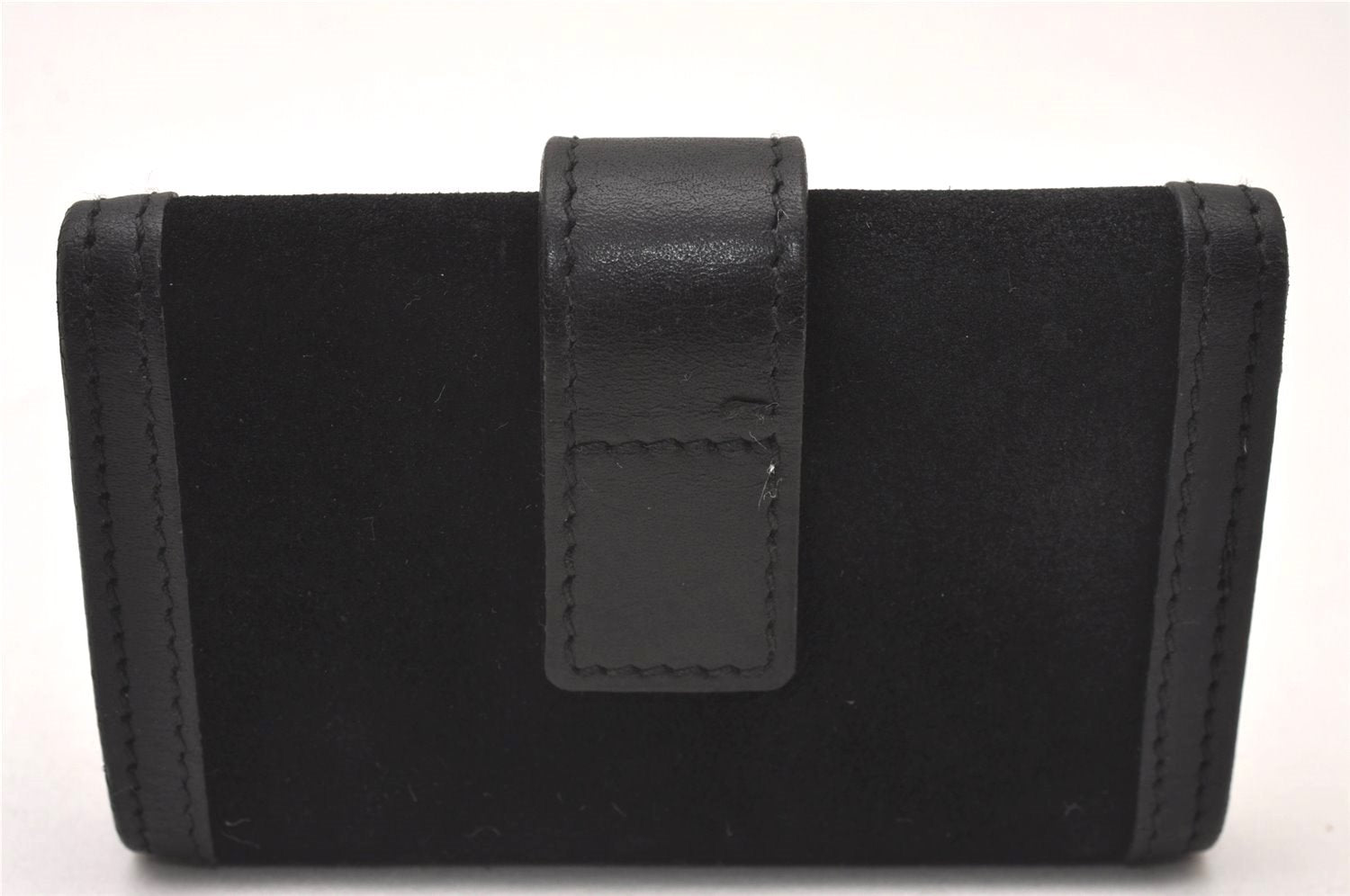 Authentic GUCCI Vintage 6 Hooks Key Case Purse Suede Leather Black 8524I