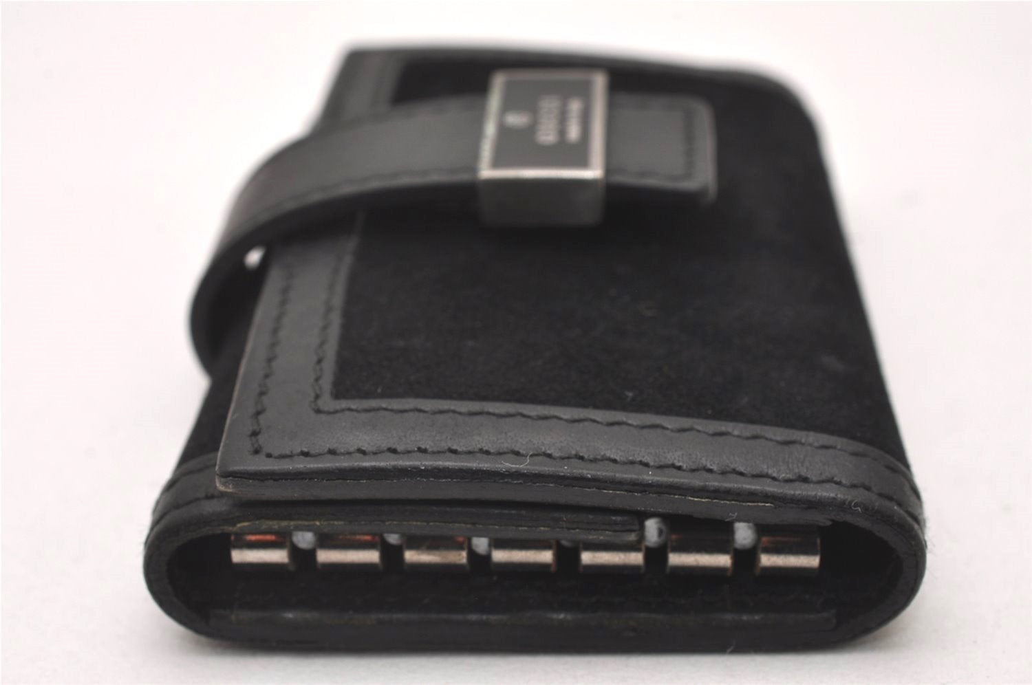 Authentic GUCCI Vintage 6 Hooks Key Case Purse Suede Leather Black 8524I