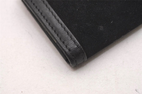 Authentic GUCCI Vintage 6 Hooks Key Case Purse Suede Leather Black 8524I