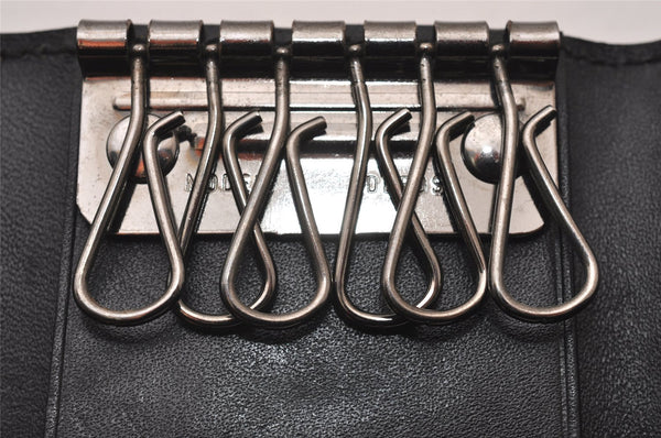 Authentic GUCCI Vintage 6 Hooks Key Case Purse Suede Leather Black 8524I