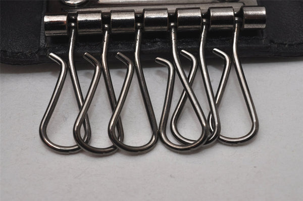 Authentic GUCCI Vintage 6 Hooks Key Case Purse Suede Leather Black 8524I