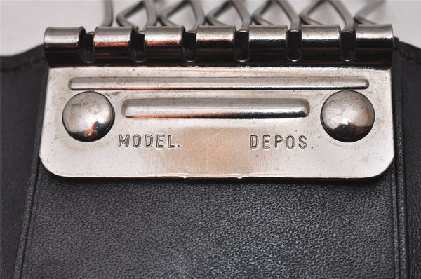 Authentic GUCCI Vintage 6 Hooks Key Case Purse Suede Leather Black 8524I