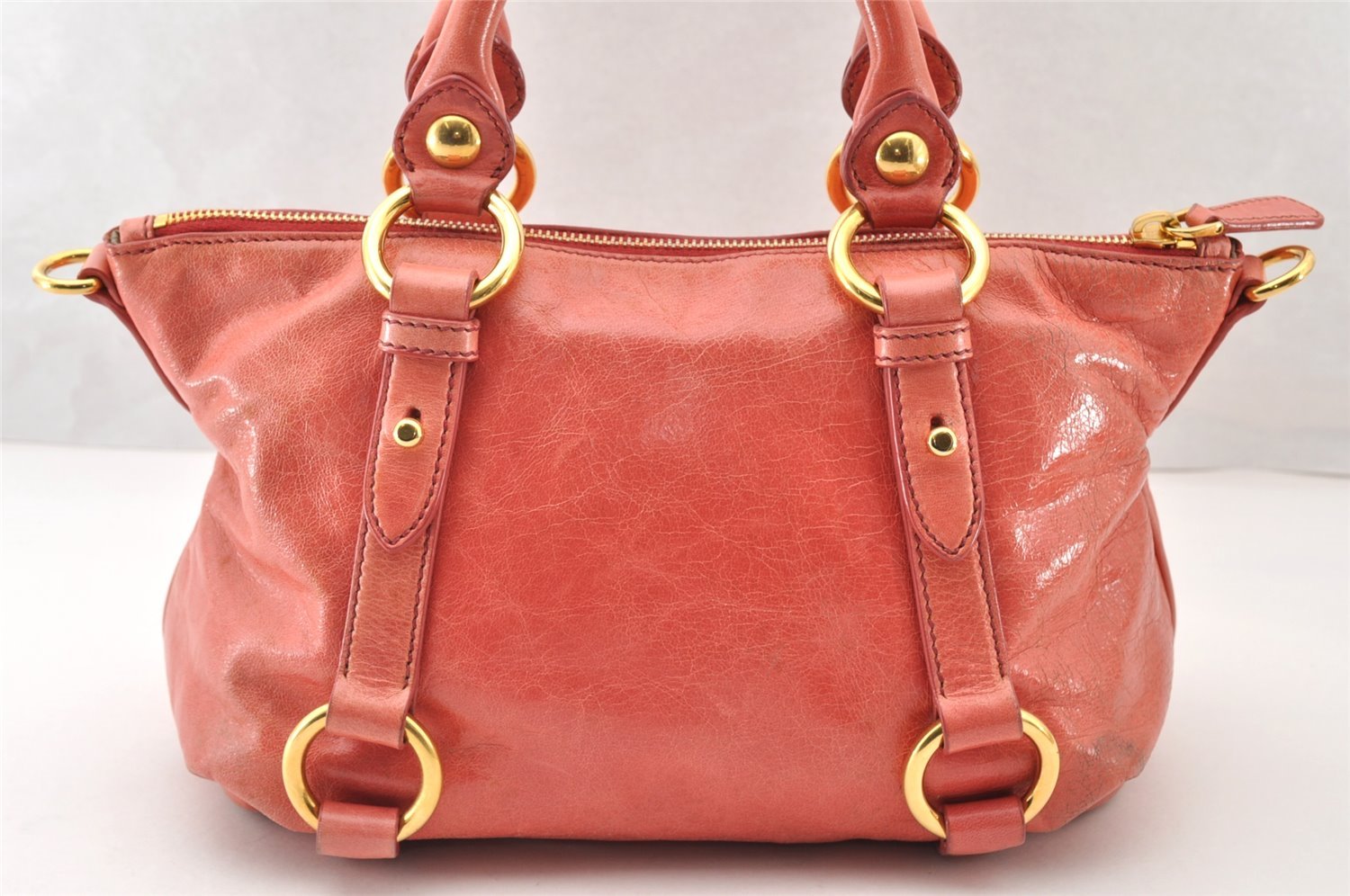 Authentic MIU MIU Leather 2Way Shoulder Cross Body Hand Bag Purse Pink 8525I